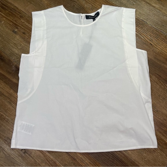 New ~ BCBGMaxAzria STRONG SHOULDER CREW NECK TOP Size L - Picture 6 of 15